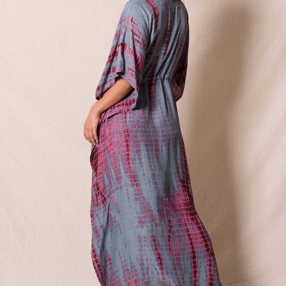 Sivana Fair Trade Tie-Dye Kaftan - One Size - Greyberry 🩷💜 - Picture 15 of 15